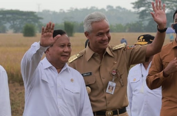 Menhan Prabowo Subianto dan Gubernur Jawa Tengah Ganjar Pranowo. (Dok. Tim Media Prabowo Subianto) 