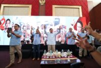 Calon Presiden Prabowo Subianto saat menghadiri konsolidasi dan deklarasi dari Konfederasi Serikat Pekerja Nusantara (KSPN) yang digelar di Bandung, Minggu, 14 Januari 2024. (Dok. TKN Prabowo Gibran)