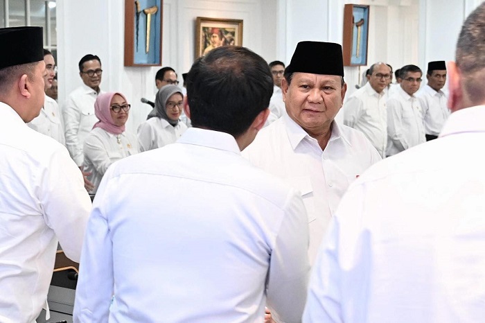 Presiden RI Prabowo Subianto saat membuka Sidang Rapat Paripurna di Istana Negara. (Facebook.com @Setkab RI)
