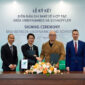(from left) Mr. Nguyen Quang Vinh, Chief Technology Officer (VinDynamics), Mr. Le Minh, Director of Hardware (VinDynamics), Prof. Han Boon Siew, Head of Humanoid Asia/Pacific (Schaeffler), and Mr. Maximilian Fiedler, Regional CEO Asia/Pacific (Schaeffler) at the MOU signing ceremony.