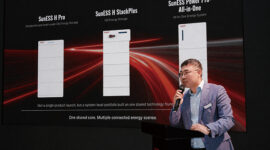 Wei Ren, General Manager of European Sales at Sunwoda Energy, speaks at the “One Core, All Scenes” Product Launch during Intersolar & ees Europe 2026.
