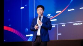 Arthur Wang, Vice President of Huawei's Data Communication Product Line, delivering a speech