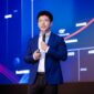 Arthur Wang, Vice President of Huawei's Data Communication Product Line, delivering a speech