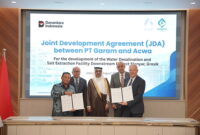 Left to right: Mr. Abraham Mose (President Director of PT GARAM), H.E. Mr. Rosan Roeslani (CEO Danantara, Minister of Investment of the Republic of Indonesia), H.E. Mr. Faisal Abdullah Al-Amodi (Ambassador of the Kingdom of Saudi Arabia to the Republic of Indonesia), Dr. Samir J. Serhan (Group CEO of Acwa) and Mr. Tim Anderson (President Director of PT Acwa Power Indonesia)